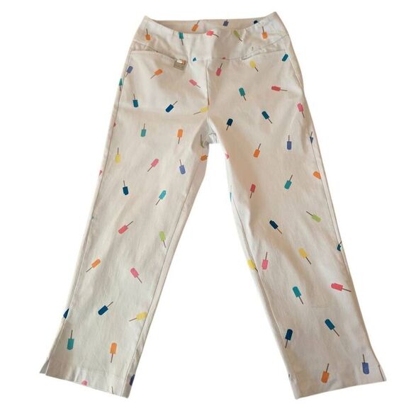 Lulu B Womens Popsicle Print White Pull On Capri Pant Size 6 - Picture 11 of 11
